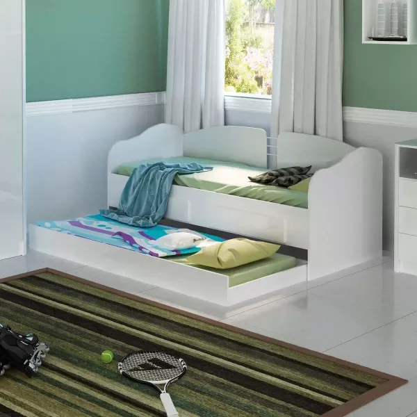 Encontraproduto.com.br - Bicama Solteiro 2 Gavetas CM-08 Branco
