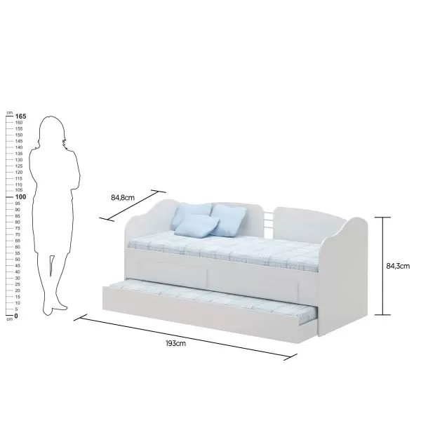 Encontraproduto.com.br - Bicama Solteiro 2 Gavetas CM-08 Branco