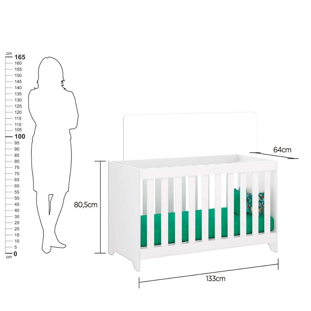 Berço Com Colchão Ditália Multifuncional 3x1 BBI-51 Branco