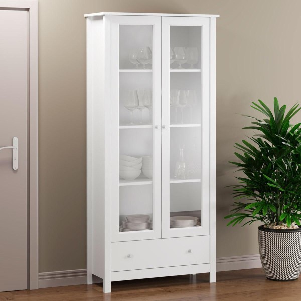 Encontraproduto.com.br - Cristaleira + Aparador Buffet Ditália E-954 + R-626 Branco