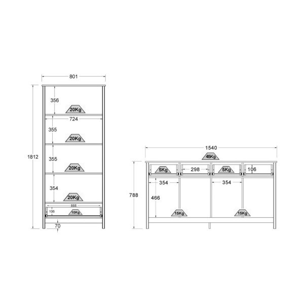 Encontraproduto.com.br - Cristaleira + Aparador Buffet Ditália E-954 + R-626 Branco