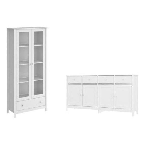 Encontraproduto.com.br - Cristaleira + Aparador Buffet Ditália E-954 + R-626 Branco