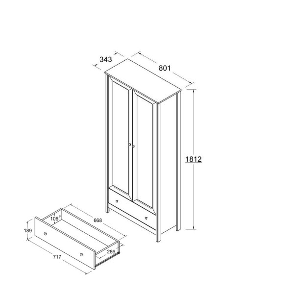 Encontraproduto.com.br - Cristaleira c iluminação 2 Portas 1 Gaveta Ditália E-954