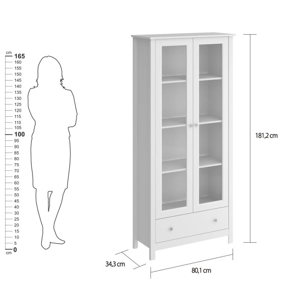 Encontraproduto.com.br - Cristaleira c iluminação 2 Portas 1 Gaveta Ditália E-954