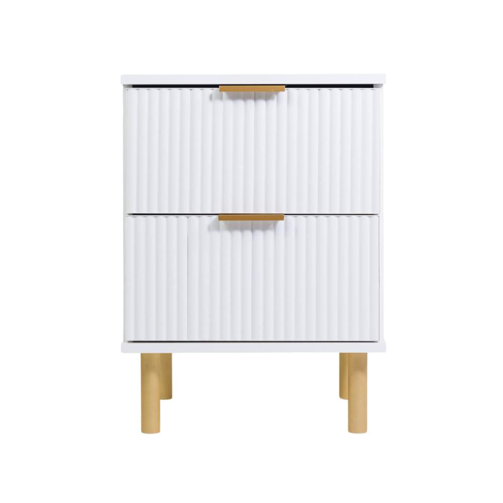 Mesa De Cabeceira Ditália 2 Gavetas Dm-121 Cozy Acabamento Fosco Cor Branco