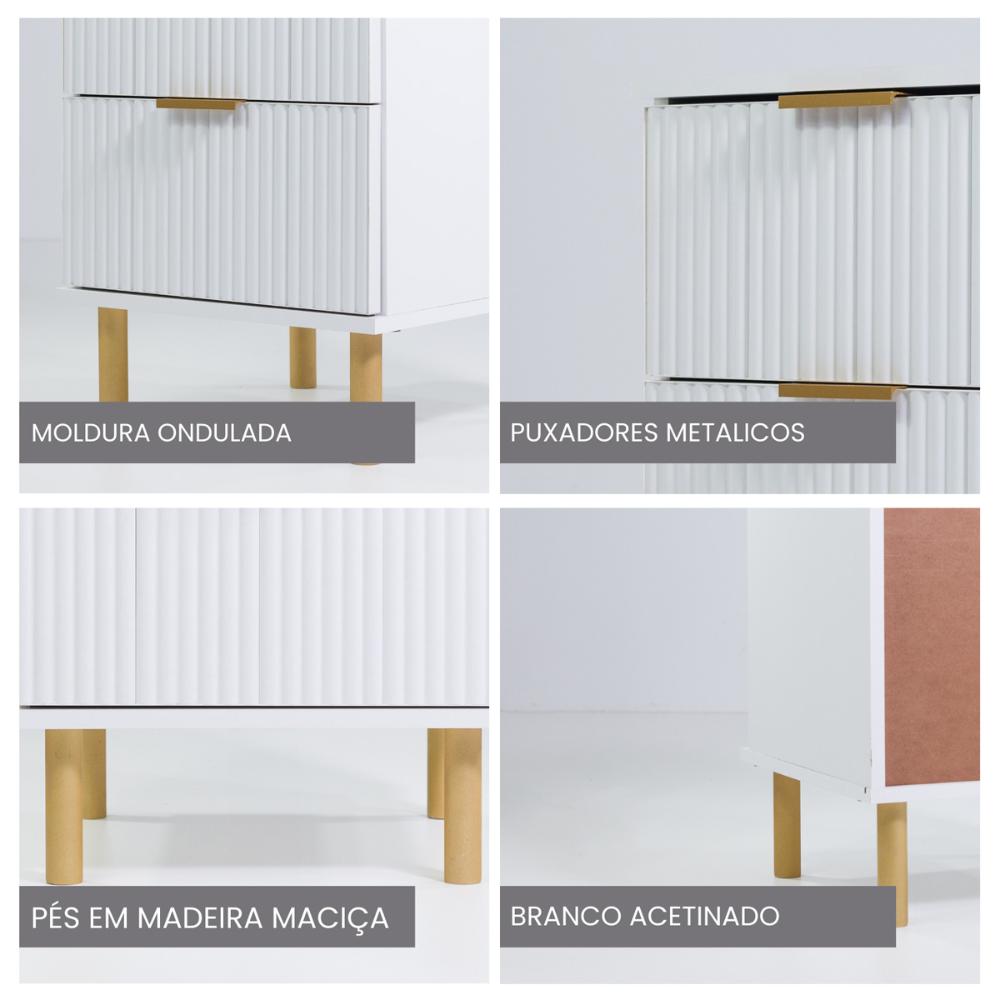 Encontraproduto.com.br - Mesa De Cabeceira Ditália 2 Gavetas Dm-121 Cozy Acabamento Fosco Cor Branco
