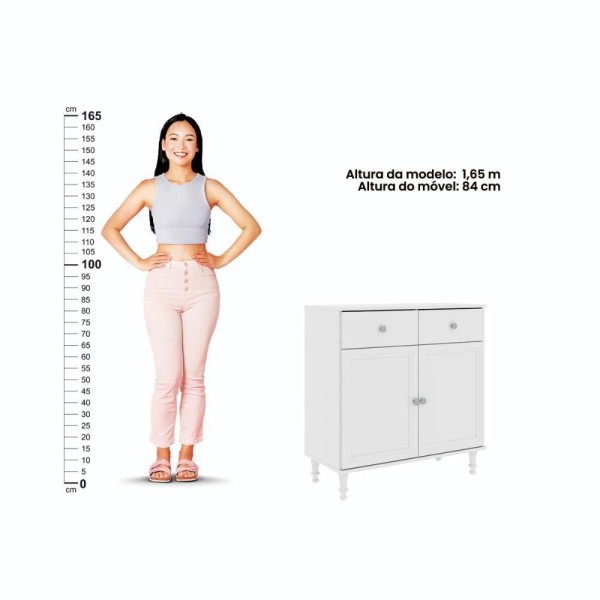 Encontraproduto.com.br - Cristaleira +aparador Ditália +kit Luz E-963-r-629 Cor:branco Branco