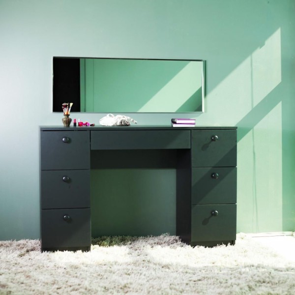 Encontraproduto.com.br - Mesa De Escritório Ditália 7 Gavetas Pe-100 Preta