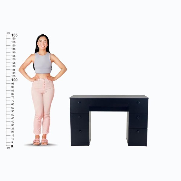 Encontraproduto.com.br - Mesa De Escritório Ditália 7 Gavetas Pe-100 Preta