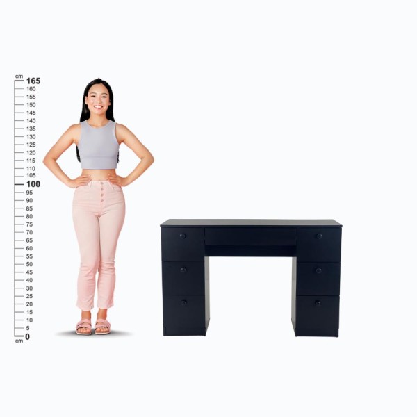 Encontraproduto.com.br - Mesa De Escritório Ditália 7 Gavetas Pe-100 Preta