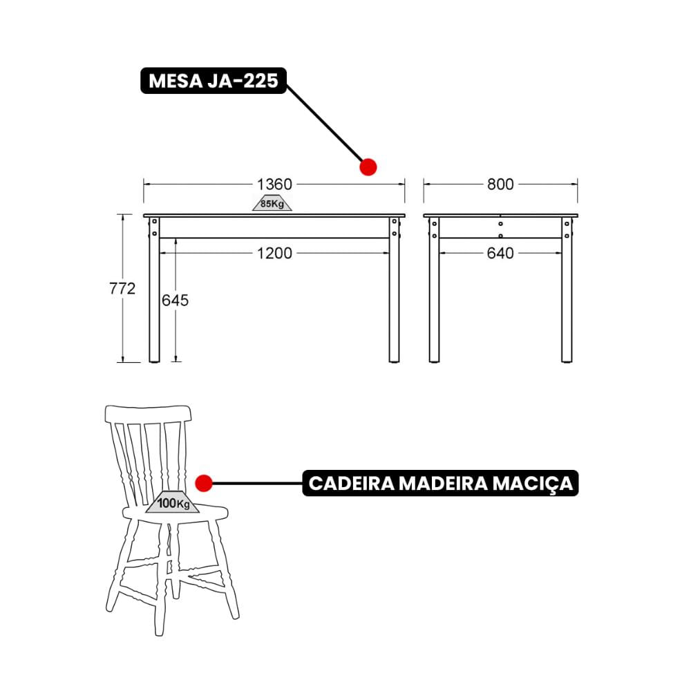 Encontraproduto.com.br - Mesa De Jantar Ditália Com 4 Cadeiras Ja-225 Cor:preto Preto