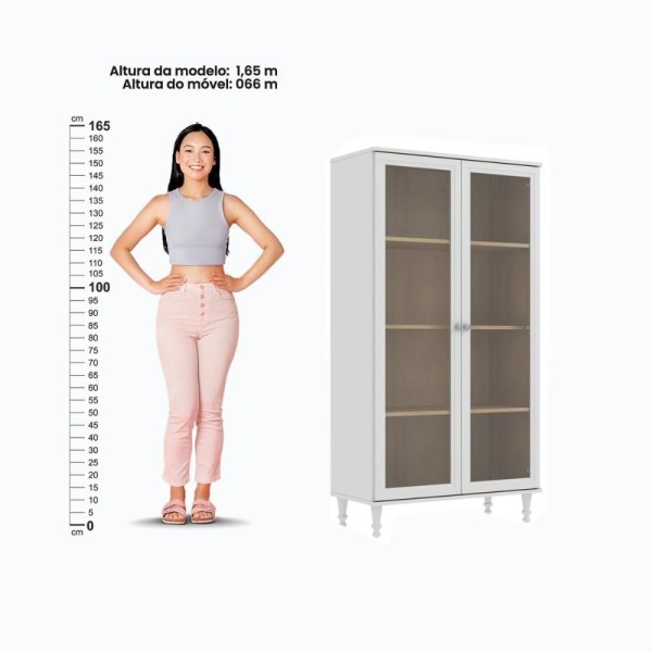 Encontraproduto.com.br - Cristaleira Ditália 2 Portas Com Trava Invisível E-957 Branca