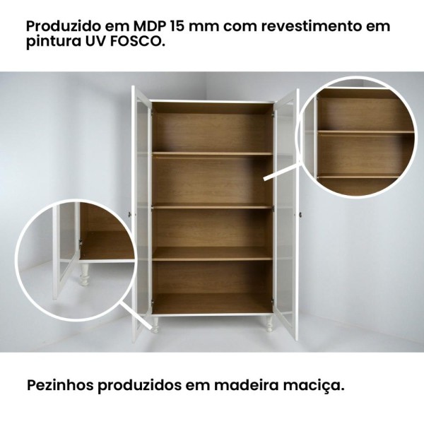Encontraproduto.com.br - Cristaleira Ditália 2 Portas Com Trava Invisível E-957 Branca