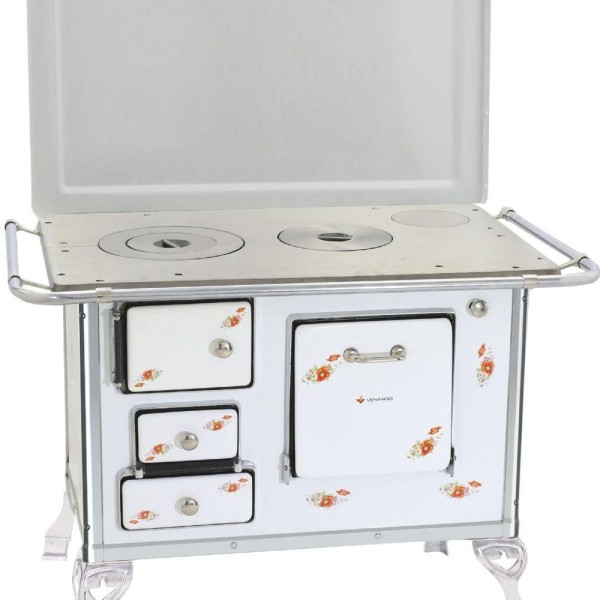 Encontraproduto.com.br - Fogão A Lenha Tradicional Venâncio 01 Com Tampa Branco Florido 1dftbr