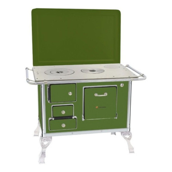 Encontraproduto.com.br - Fogão A Lenha Tradicional Venâncio 01 Com Tampa Verde 1dtvd