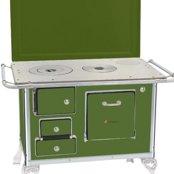 Encontraproduto.com.br - Fogão A Lenha Tradicional Venâncio 01 Com Tampa Verde 1dtvd