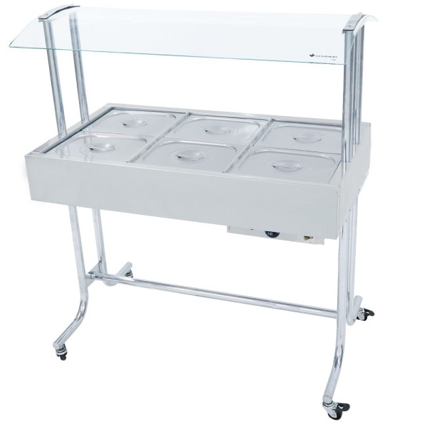 Mesa Buffet Self-Service Venâncio para Aquecimento 6 Cubas, Cromada - EA6MT