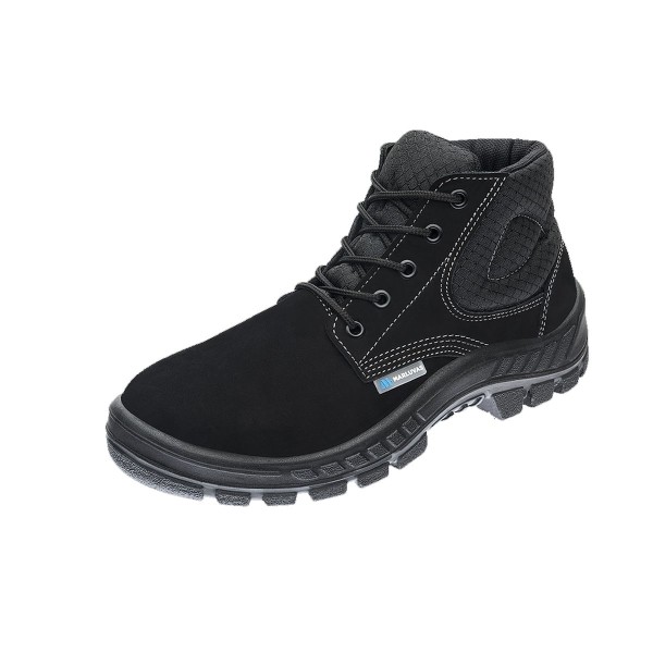 Bota Botina 43 Coturno Seguranca Couro Nobuck Preta Marluvas
