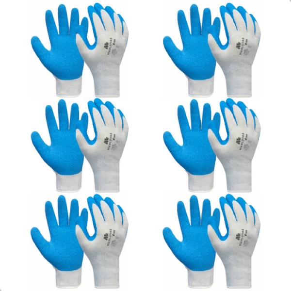 Luva EPI Polisester Padrão Latex Flex Tuff Pares M Marluvas