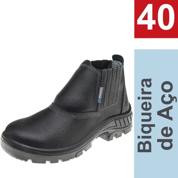 Encontraproduto.com.br - Bota Vaqueta Bico de Aço sem Cadarço PU N40 ca41429 MARLUVAS