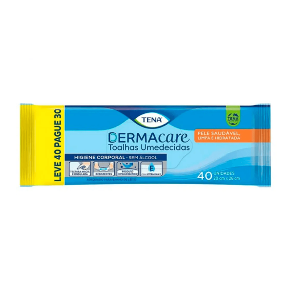 Encontraproduto.com.br - Toalha Umedecida Tena Dermacare Adulto 120 toalhas