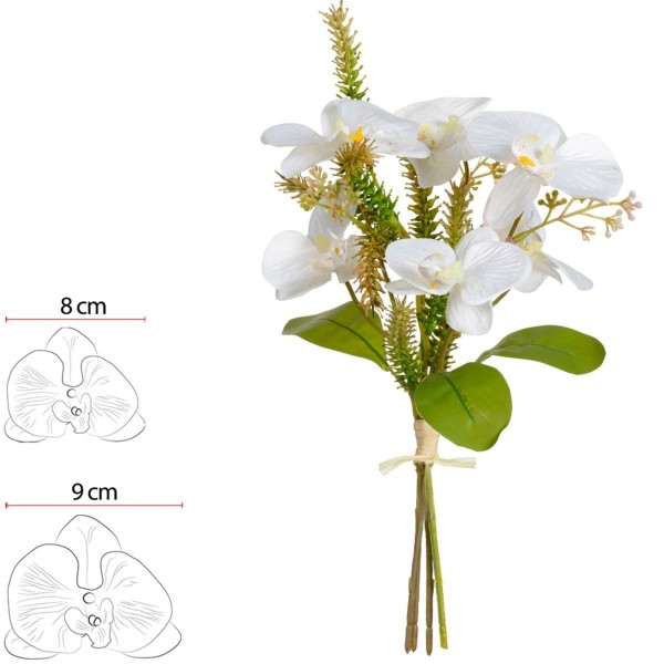 Encontraproduto.com.br - Orquídea Phalaenop Artificial Florarte 38cm Com Fita Branco (MP)