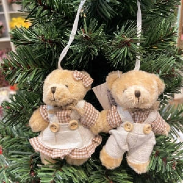 Encontraproduto.com.br - Enfeite Natal Urso Pendurar (Bege Marrom) C/2 Uni 11cm (Florarte) Vol. 5