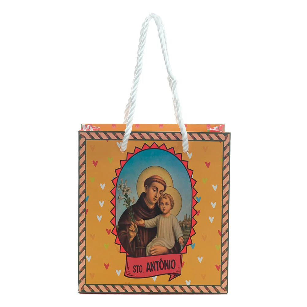 Sacola de Papel Junina FlorArte Santo Antônio 14,3x15,5x7cm
