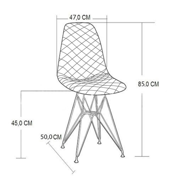 Encontraproduto.com.br - Kit 2 Cadeiras Jantar Estofadas Nude Eiffel Eames Base Ferro Branco - Cor: Nude