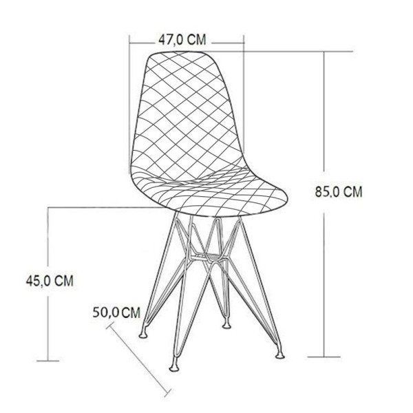 Encontraproduto.com.br - Kit 2 Cadeiras Jantar Estofadas Nude Eiffel Eames Base Ferro Branco - Cor: Nude