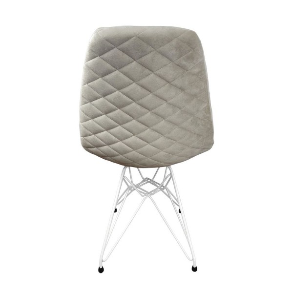 Encontraproduto.com.br - Kit 2 Cadeiras Jantar Estofadas Nude Eiffel Eames Base Ferro Branco - Cor: Nude
