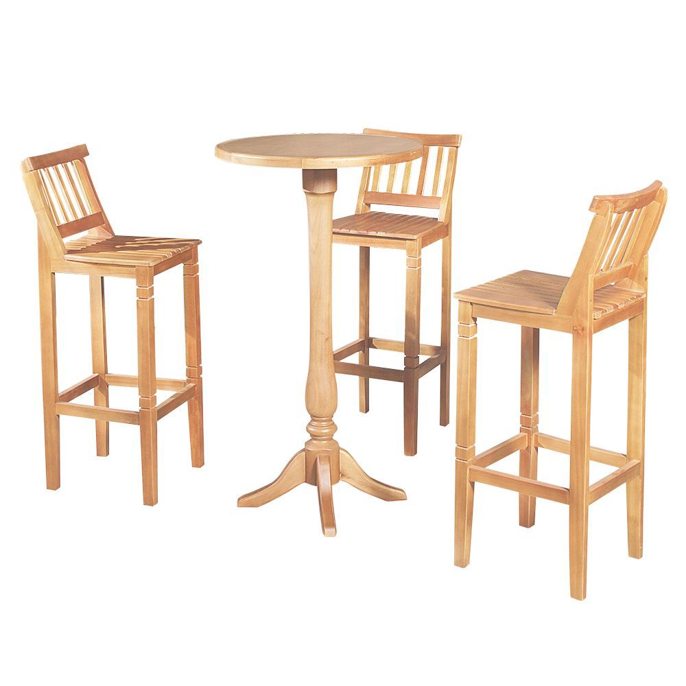 Encontraproduto.com.br - Conjunto Bistrô Mesa Com 3 Banquetas Confort Ripada Natural - Marrom