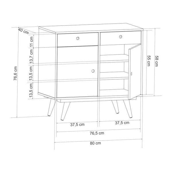 Encontraproduto.com.br - Aparador Buffet Retrô 90 Rustik Carvalho/amarelo Ac - Cor: Marorm