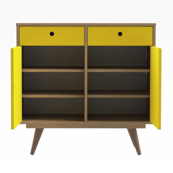 Encontraproduto.com.br - Aparador Buffet Retrô 90 Rustik Carvalho/amarelo Ac - Cor: Marorm