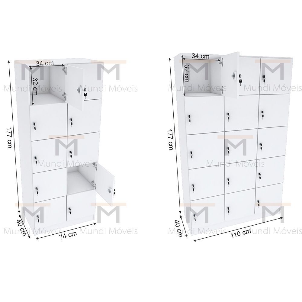Encontraproduto.com.br - KIT ESCANINHOS GUARDA VOLUMES 100 PORTAS CHAVE M516.B