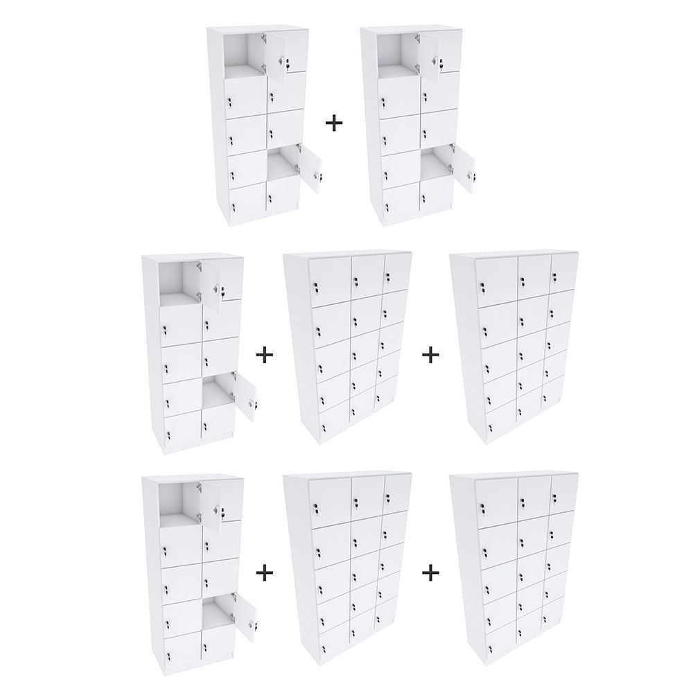 Encontraproduto.com.br - KIT ESCANINHOS GUARDA VOLUMES 100 PORTAS CHAVE M516.B