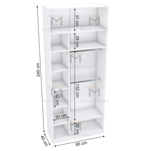 Encontraproduto.com.br - MÓDULO CLOSET COLMEIA CABIDEIRO DUPLO + NICHOS M526.B