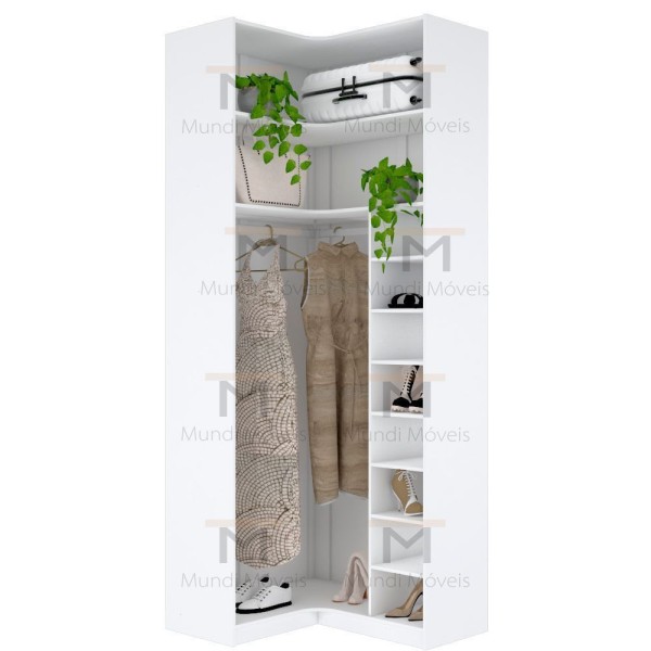 Encontraproduto.com.br - ARMÁRIO DE CANTO MÓDULO CLOSET COM NICHOS E CABIDEIRO M566.B