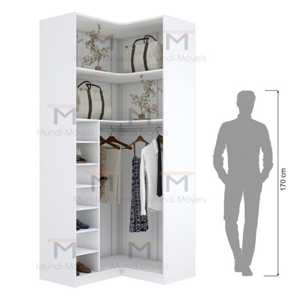 Encontraproduto.com.br - MÓDULO CLOSET CANTO CAB. DUPLO, NICHOS A250 M586.B