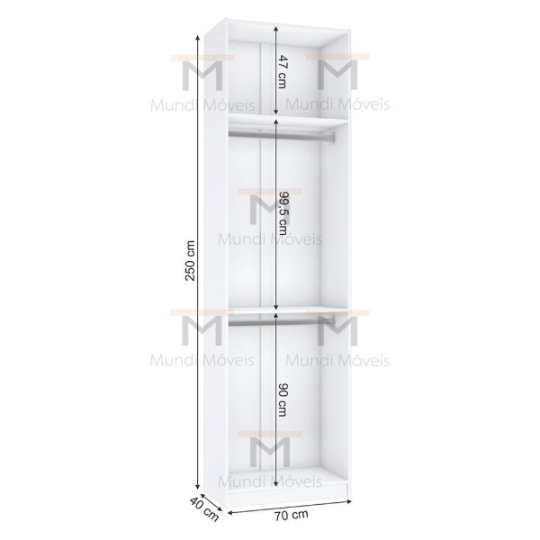 Encontraproduto.com.br - MÓDULO CLOSET CABIDEIRO DUPLO A250XL70XP40 M588.B