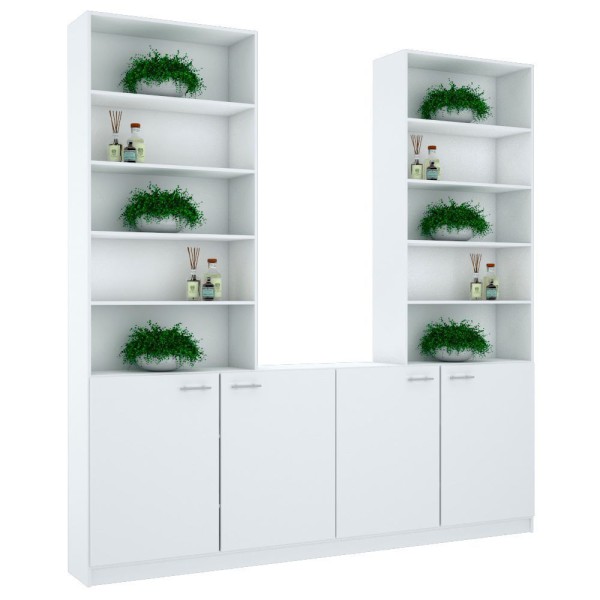 ARMÁRIO ESTANTE COM 4 PORTAS 100% MDF M657.B (CASA, LOJA, OFFICE)