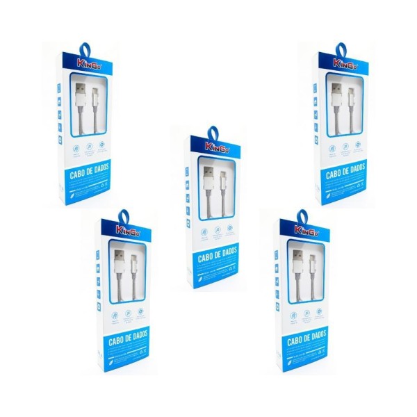 Kit 5 Cabos Usb-C Metal Kingo 1M 2.1A Para Galaxy A71