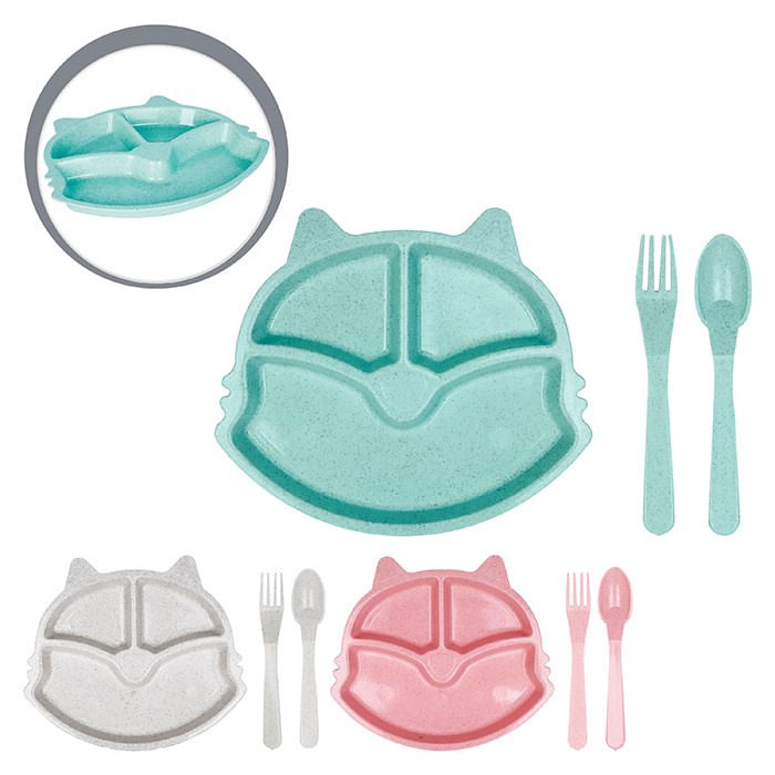 Kit Refeição Alimentação Infantil Com Prato Garfo e Colher