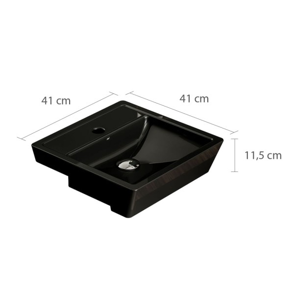 Encontraproduto.com.br - Cuba de Semi Encaixe Verona Preta Japi Astra