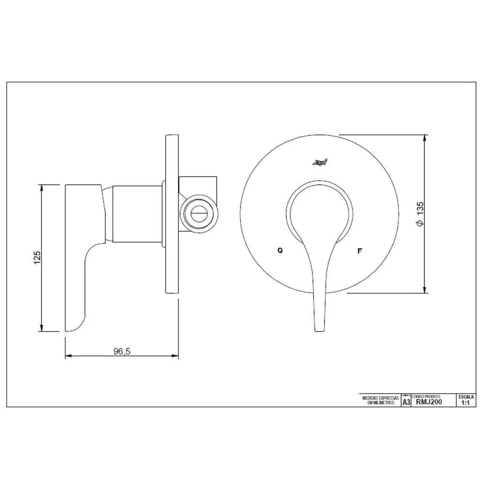 Encontraproduto.com.br - Registro Monocomando para Chuveiro Cromado Japi Astra