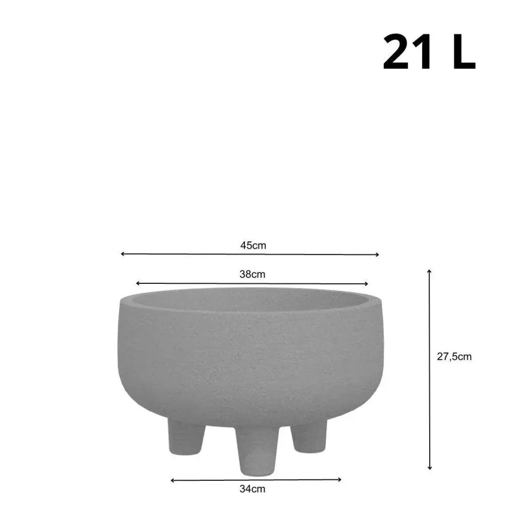 Encontraproduto.com.br - Vaso Redondo Rústico Com Pés 45 Chumbo Aawt