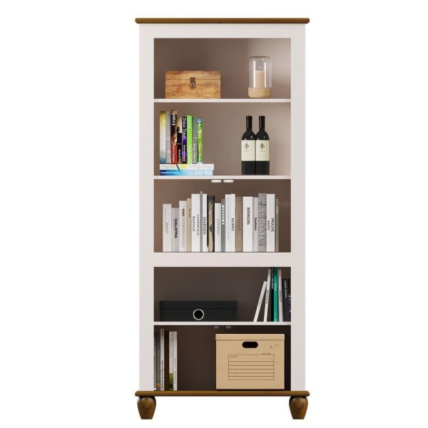 Encontraproduto.com.br - Cristaleira Retrô 4p Off White-nogueira Estante Para Livros