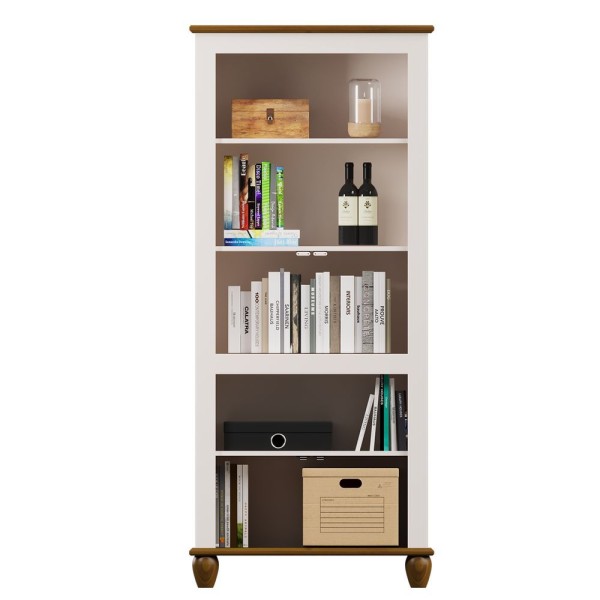 Encontraproduto.com.br - Cristaleira Retrô 4p Off White-nogueira Estante Para Livros