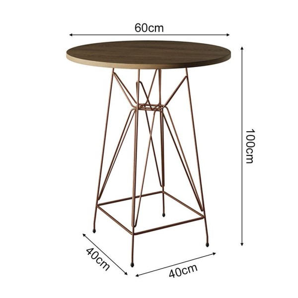 Encontraproduto.com.br - Jogo Mesa Bistrô Eames Tampo Amêndoa 60Cm 2 Banquetas Preta Base Ferro Cobre - Cor: Amendoa
