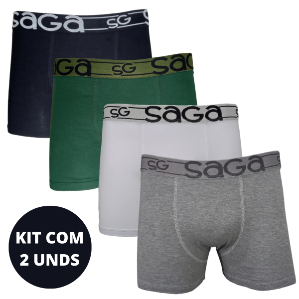 Encontraproduto.com.br - Cueca Boxer Cotton Masculina Kit Com 2 Pçs Box Cores Solidas